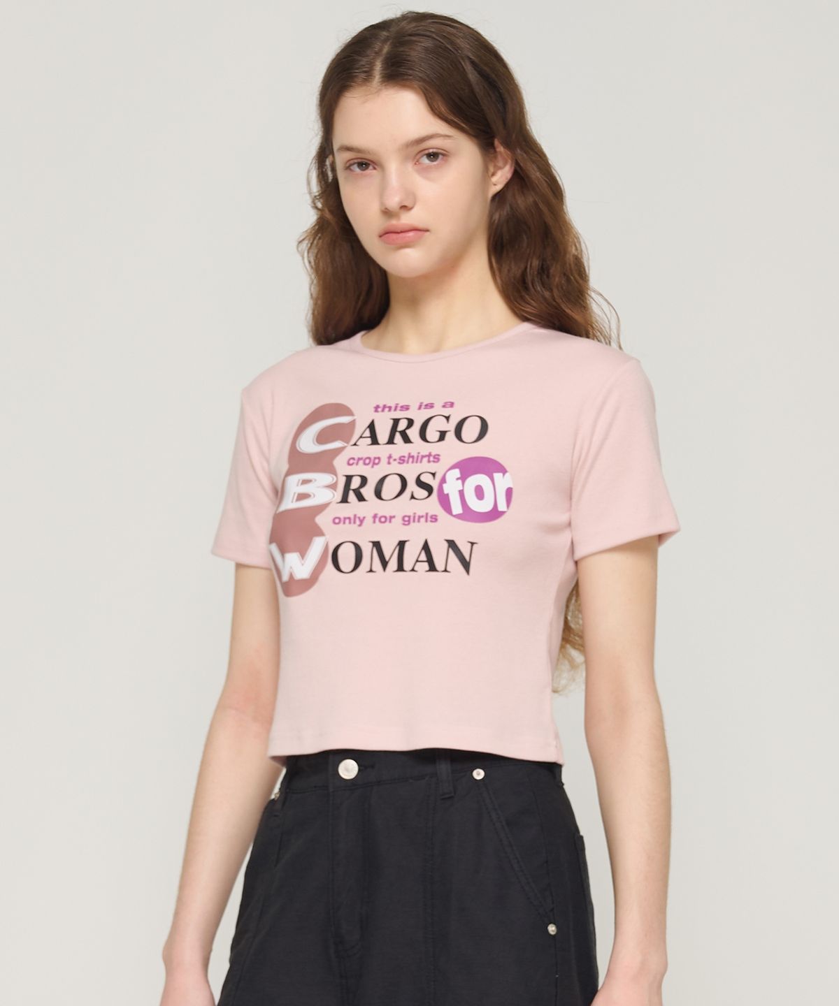 카고브로스 포 우먼(CARGOBROS FOR WOMAN) 카고 우먼즈 숏 반팔 티셔츠 (핑크)