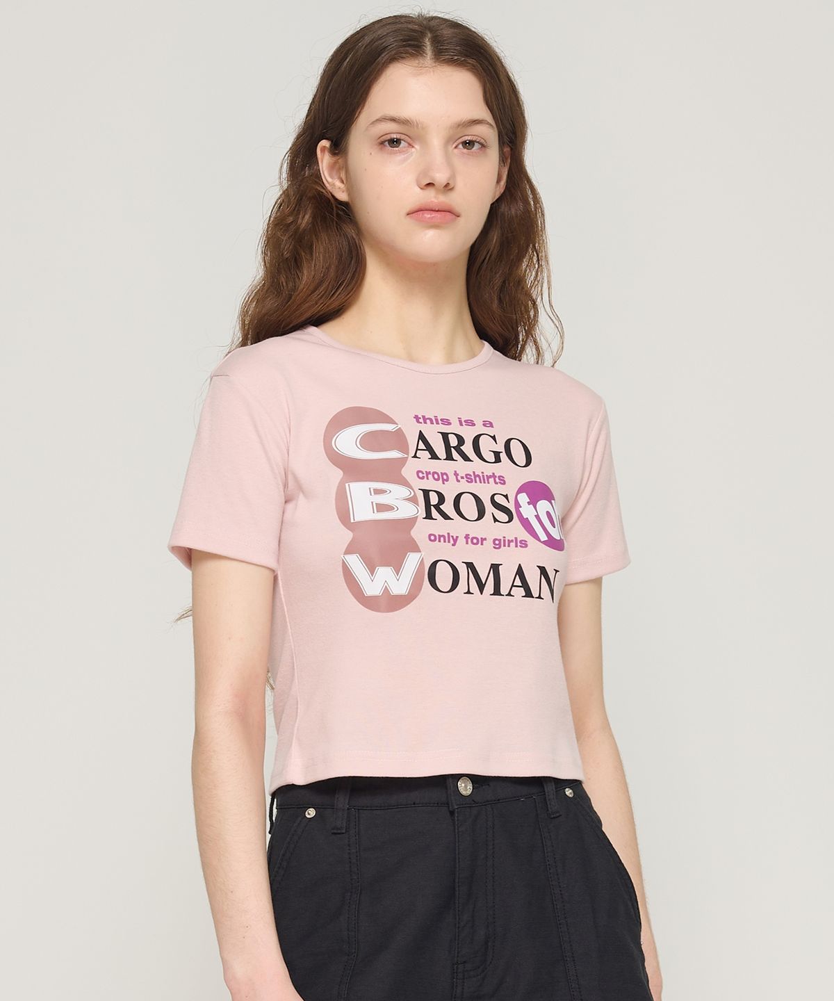 카고브로스 포 우먼(CARGOBROS FOR WOMAN) 카고 우먼즈 숏 반팔 티셔츠 (핑크)