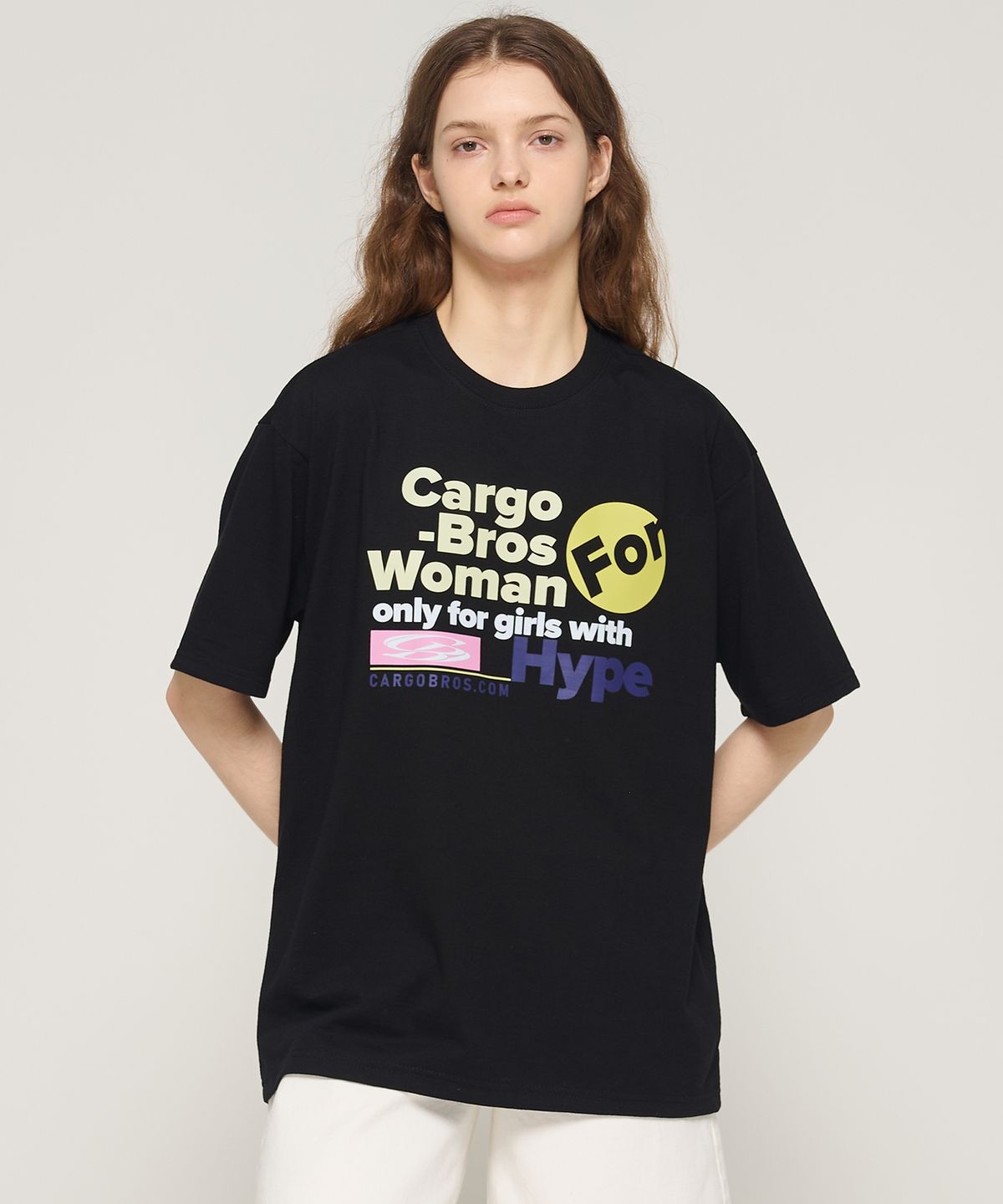 카고브로스 포 우먼(CARGOBROS FOR WOMAN) 하이프 포 우먼 반팔 티셔츠 (블랙)