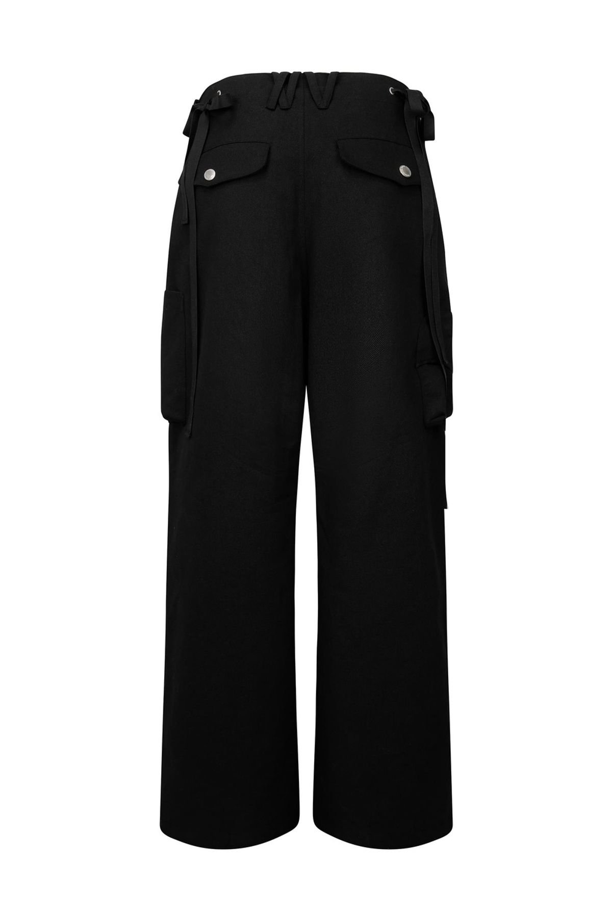 나체(NACHE) STRAP WIDE CARGO PANTS (UNISEX) BLACK