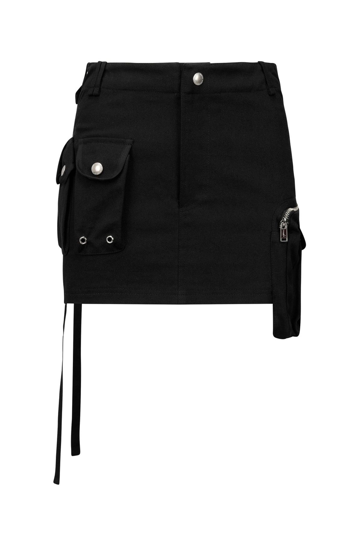 나체(NACHE) STRAP CARGO MINI SKIRT BLACK