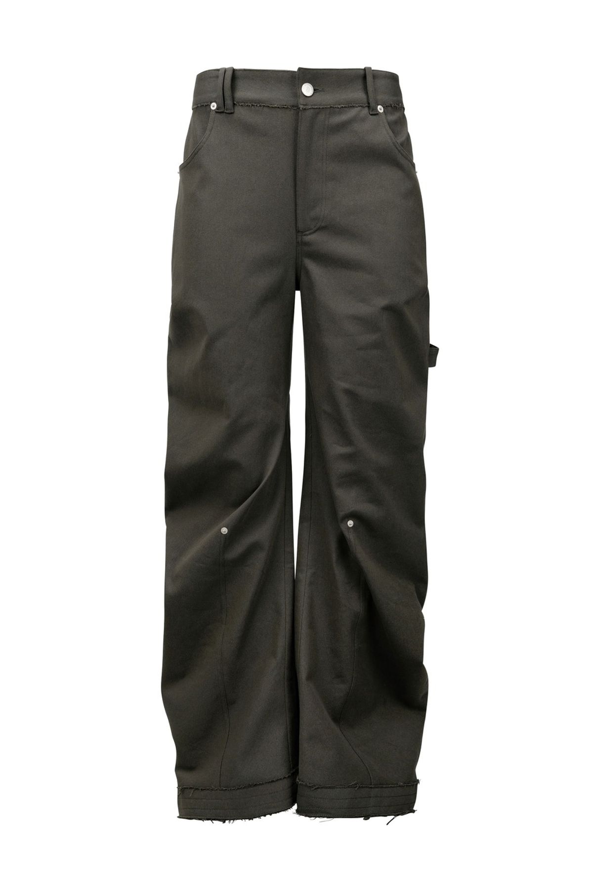 나체(NACHE) RAWCUT CURVED PANTS (UNISEX) KHAKI