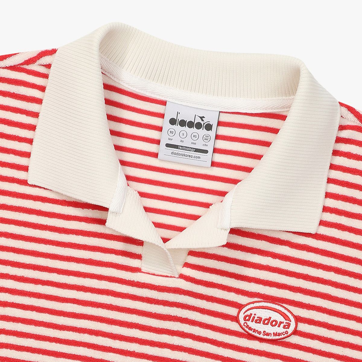 디아도라(diadora) 테리 카라 반팔 티셔츠 RED PATTERN