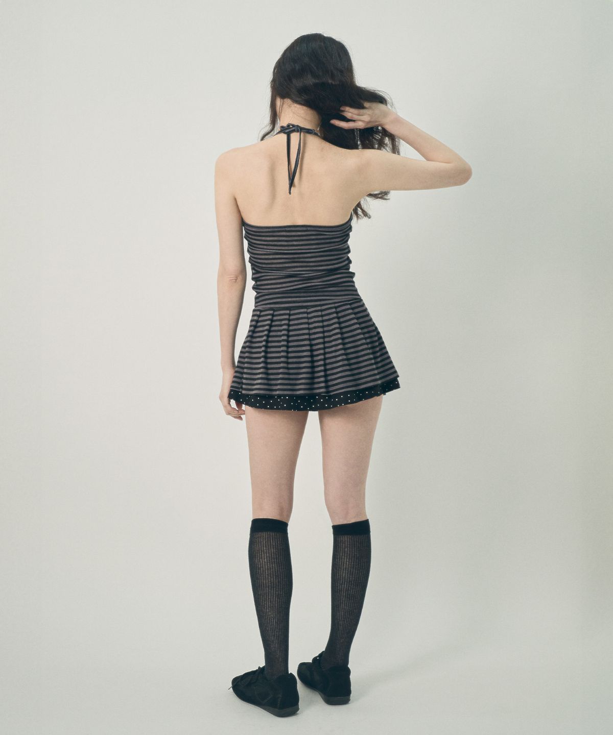 미헤브(MIHEV) 스트라이프 레이어드 스커트 팬츠