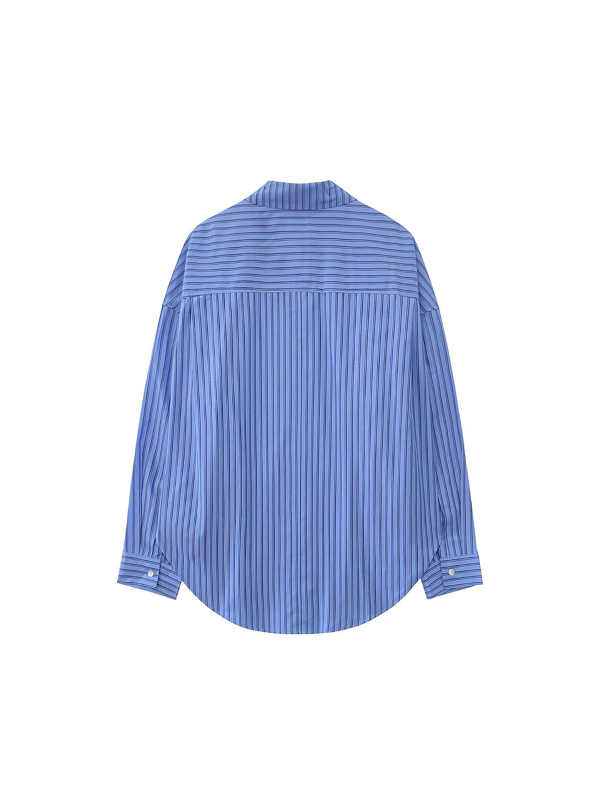 므아므(MMAM) [ESSENTIAL] Stripe pocket pin tuck over-fit shirt