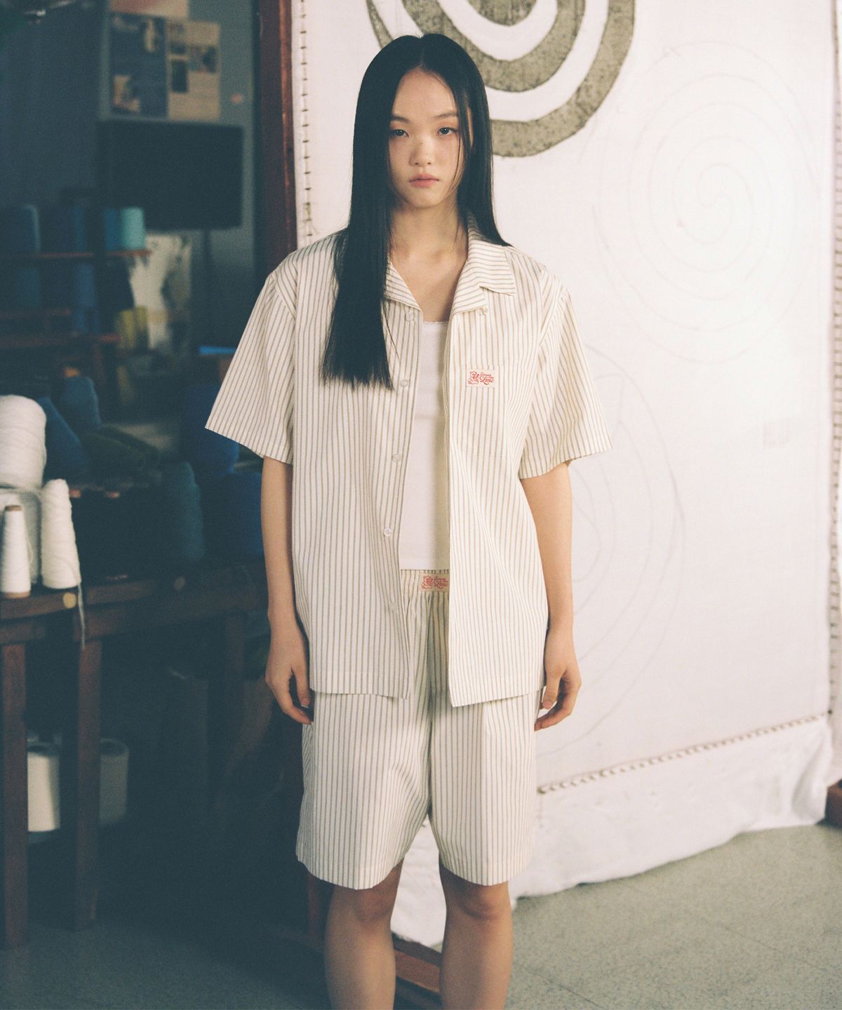 엘엠씨(LMC) STRIPE RESORT SHORT PANTS ivory