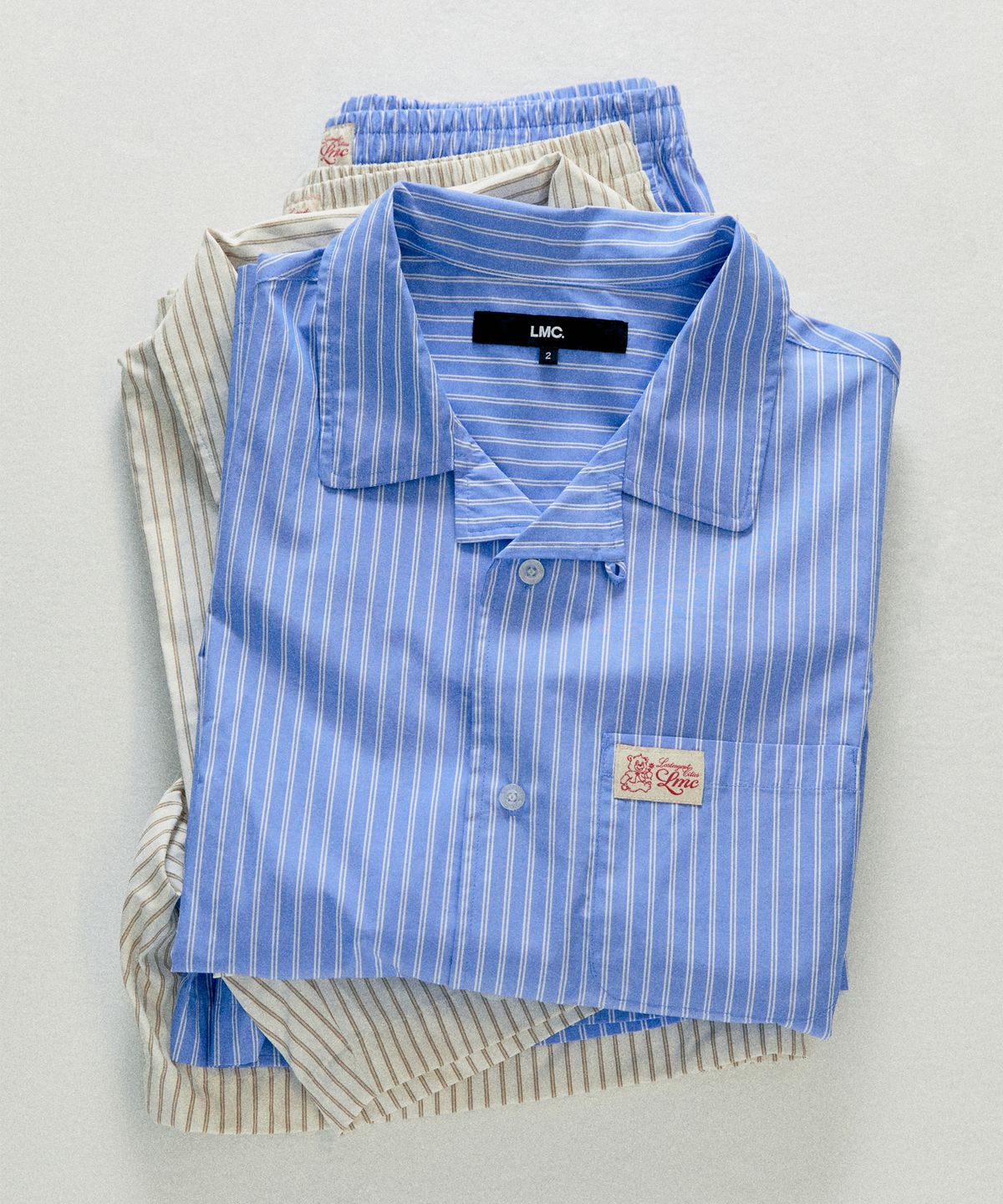 엘엠씨(LMC) STRIPE RESORT SHORT SLV SHIRT ivory