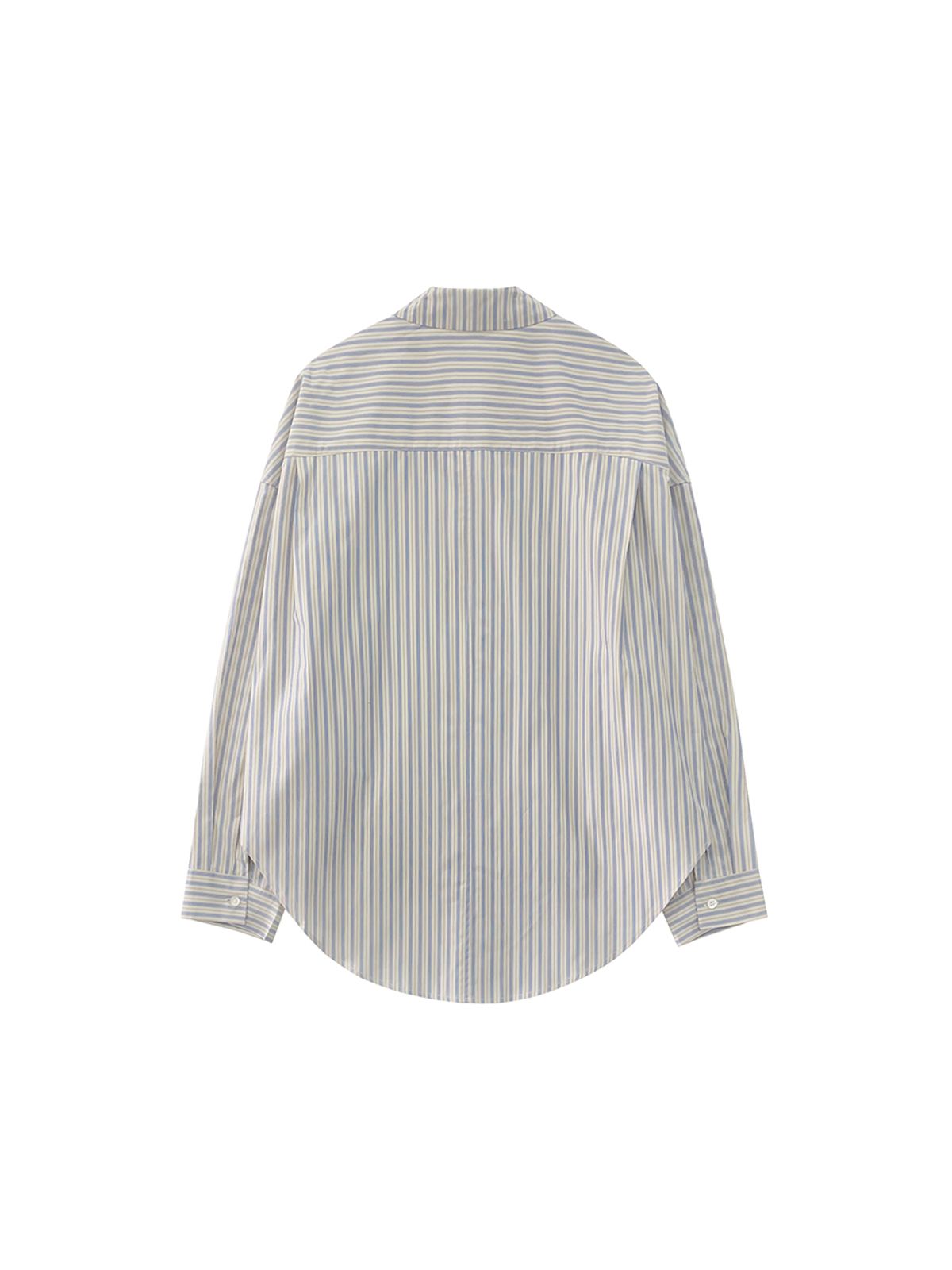 므아므(MMAM) [ESSENTIAL] Stripe pocket pin tuck over-fit shirt