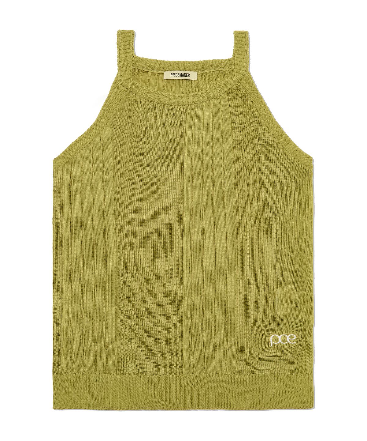 피스메이커(PIECE MAKER) RIBBED HALTER NECK KNIT (OLIVE)