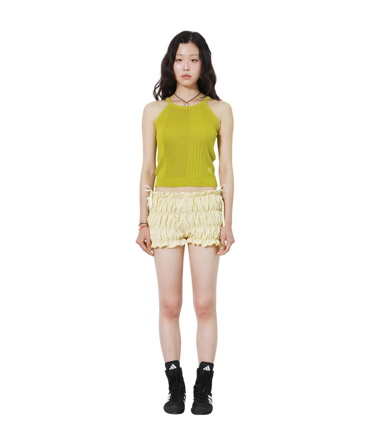 피스메이커(PIECE MAKER) RIBBED HALTER NECK KNIT (OLIVE)