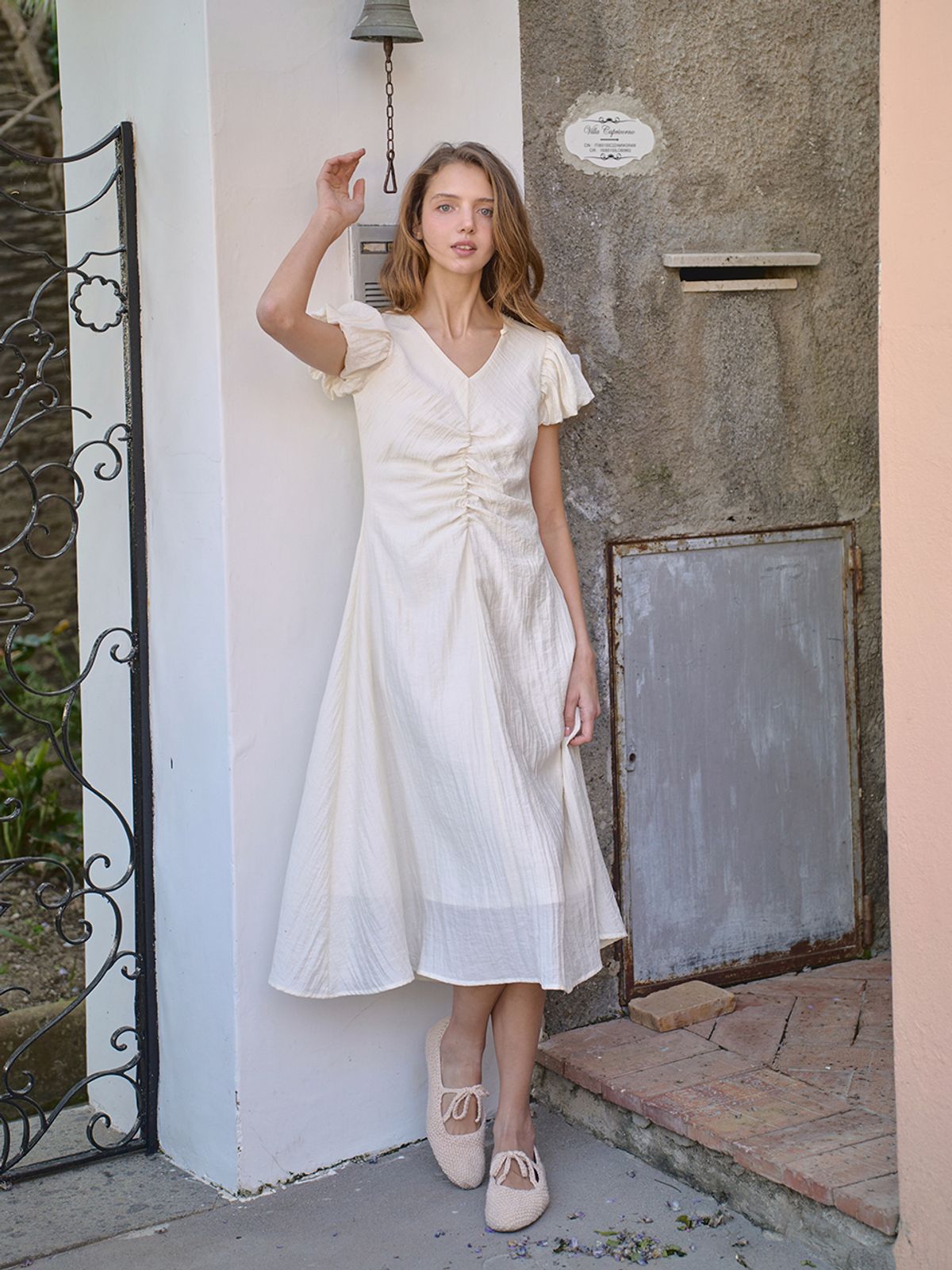 랭앤루(LANGNLU) SORA Shirring Dress(소라)_CREAM