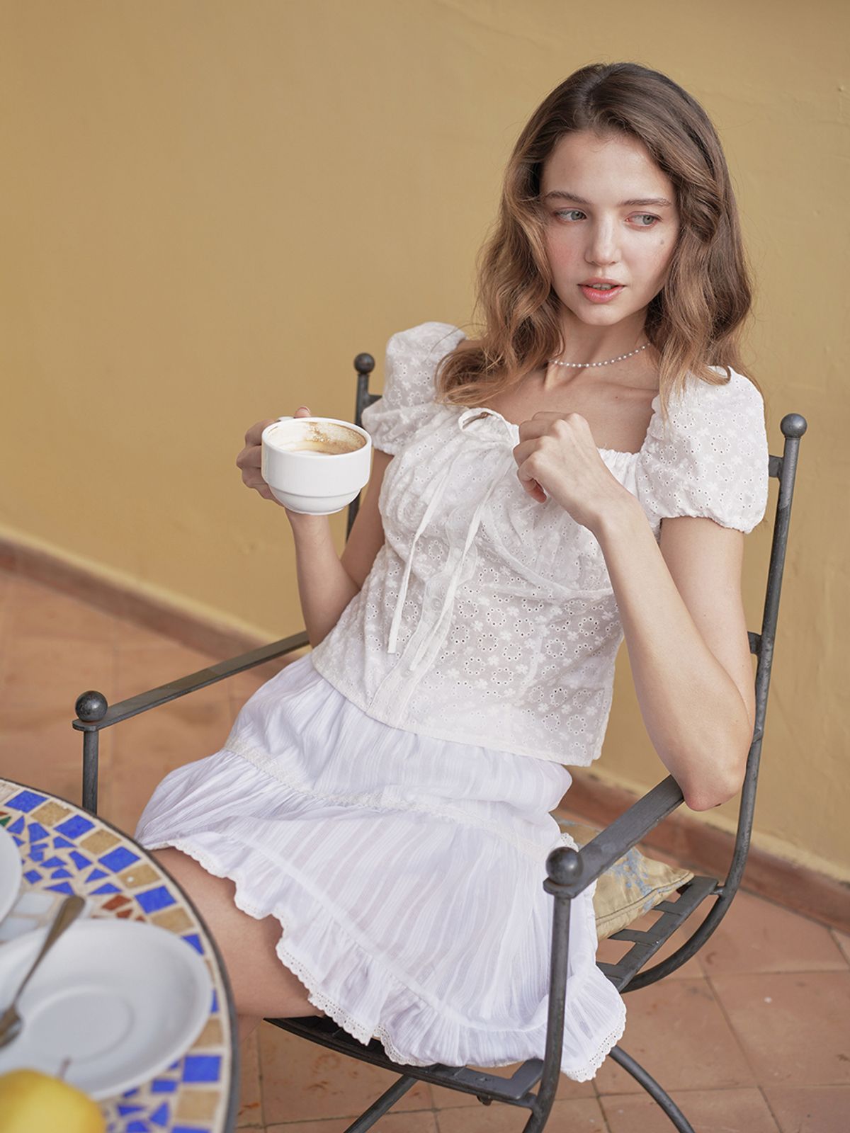 랭앤루(LANGNLU) CAPRI Lace Banding Skirt(카프리)_IVORY