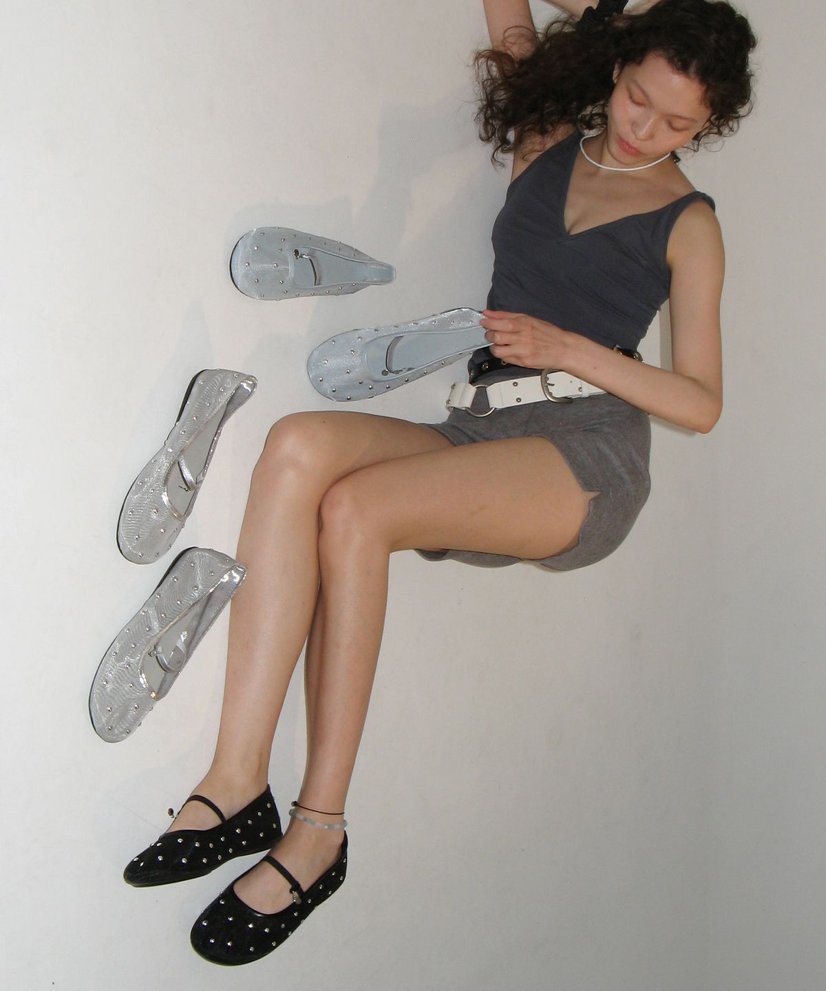 포기무디(FOGGY MOODY) Bliss 0025. Studded Mesh Flat - 5colors