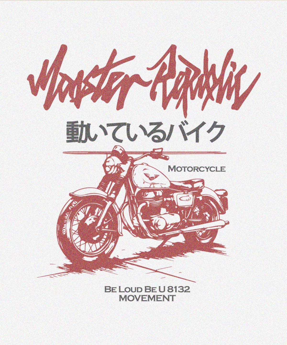 몬스터리퍼블릭(MONSTER REPUBLIC) 모터싸이클 빈티지 레드 티셔츠 화이트_8132