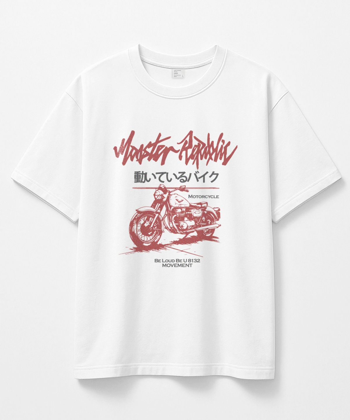 몬스터리퍼블릭(MONSTER REPUBLIC) 모터싸이클 빈티지 레드 티셔츠 화이트_8132