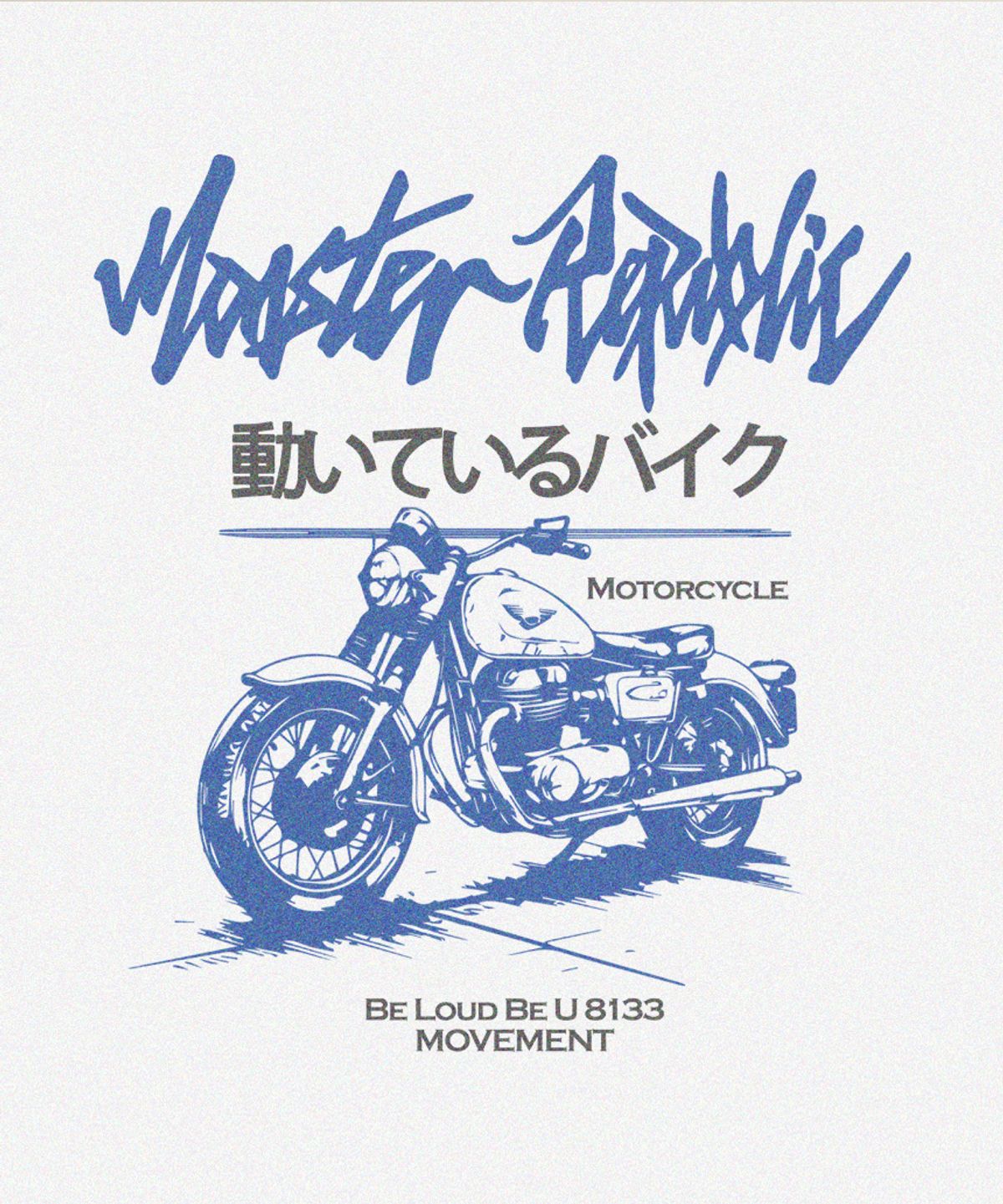 몬스터리퍼블릭(MONSTER REPUBLIC) 모터싸이클 빈티지 블루 티셔츠 화이트_8133