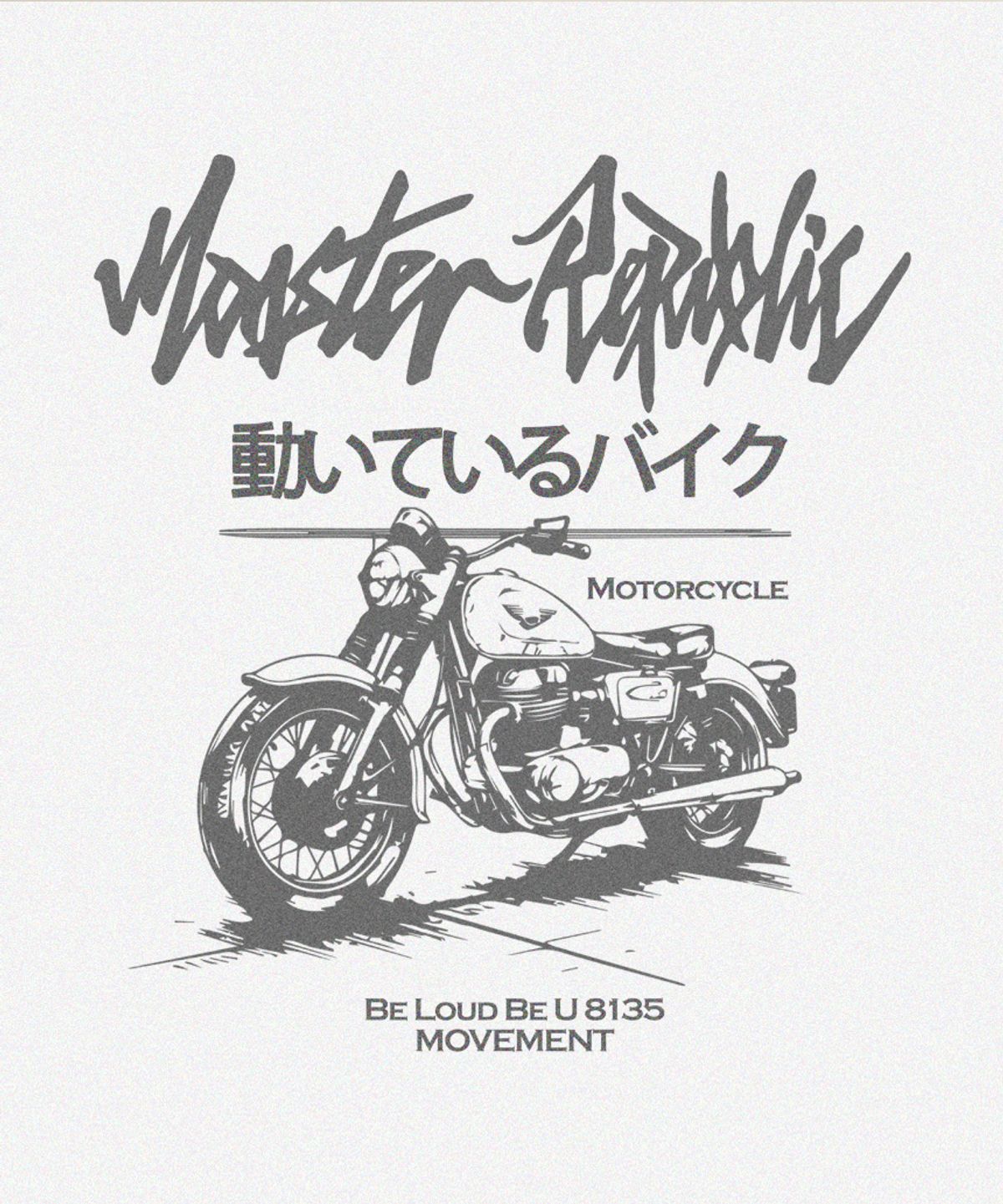 몬스터리퍼블릭(MONSTER REPUBLIC) 모터싸이클 빈티지 그레이 티셔츠 화이트_8135