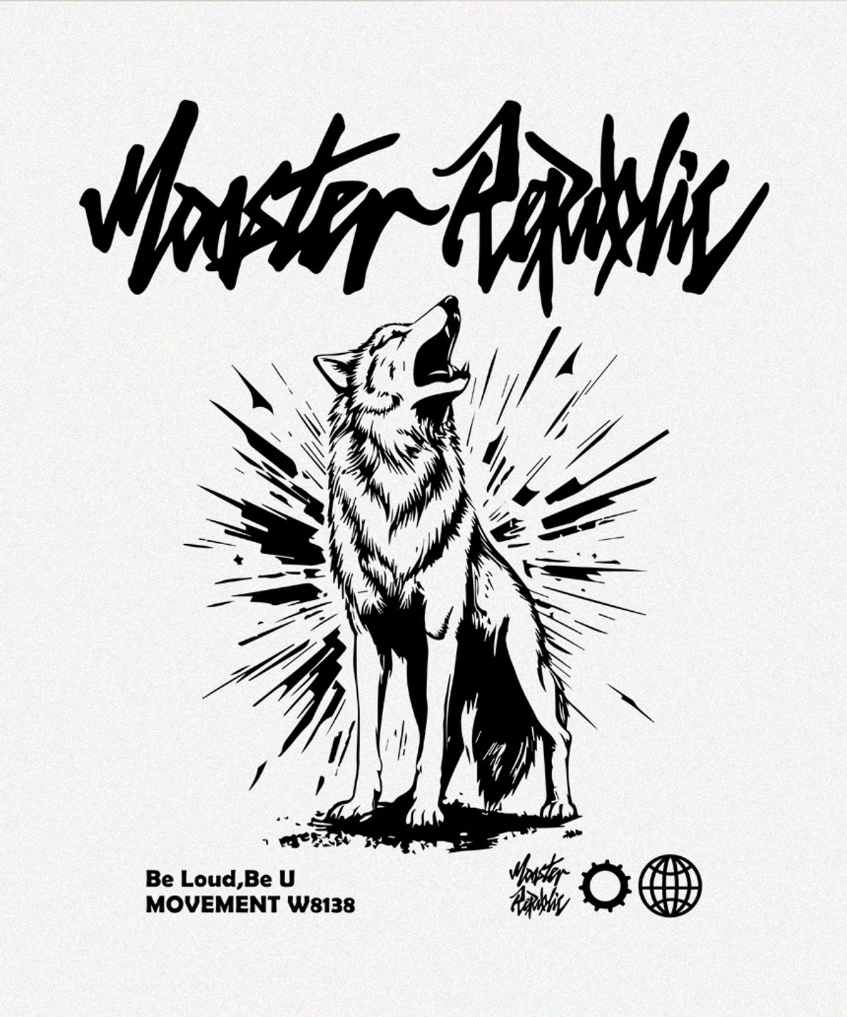 몬스터리퍼블릭(MONSTER REPUBLIC) 하울링 블랙 티셔츠 화이트_W8138