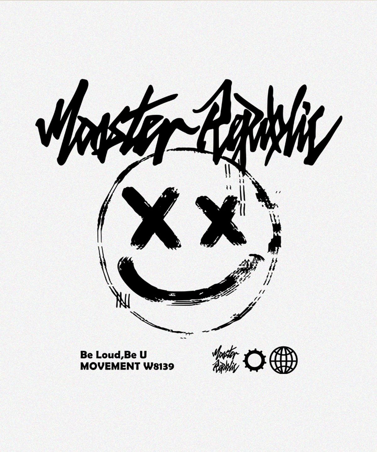 몬스터리퍼블릭(MONSTER REPUBLIC) 스마일 블랙 티셔츠 화이트_W8139
