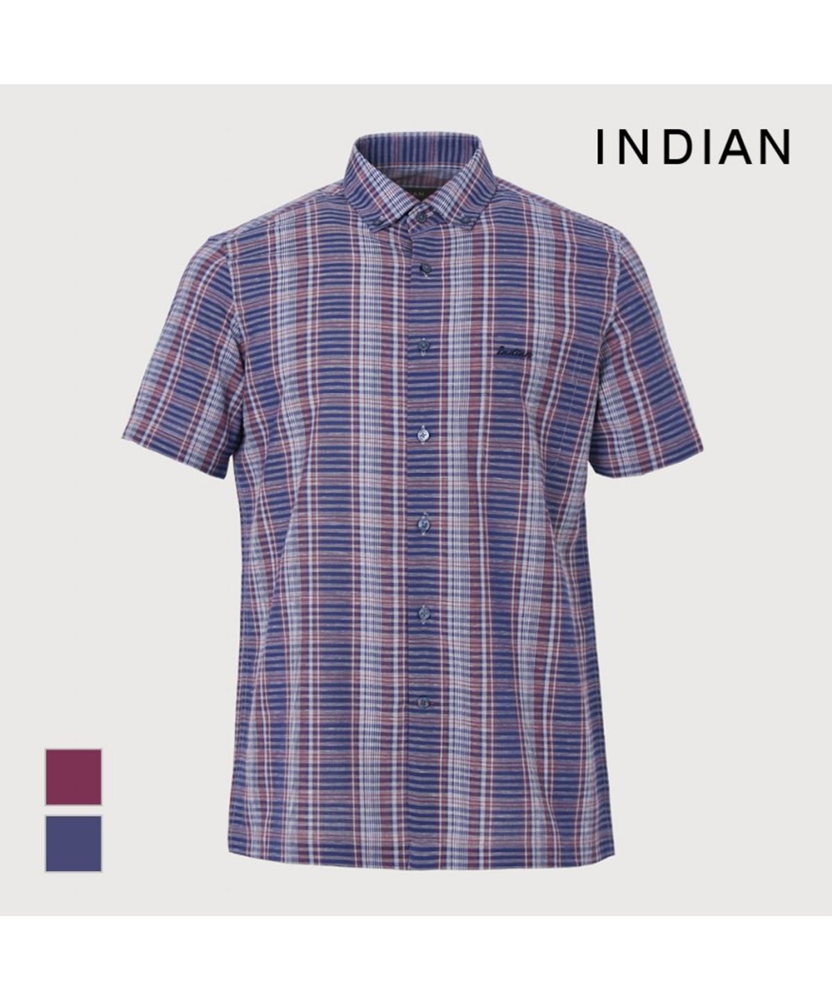 인디안(INDIAN) 린넨 블랜드 미디움 체크_MITNS3M3331