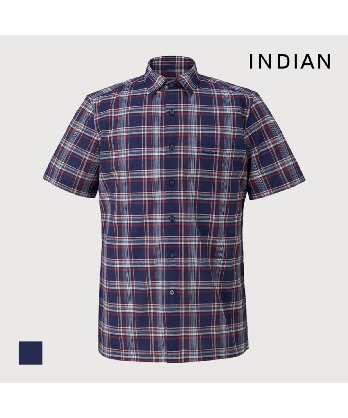 인디안(INDIAN) 린넨블랜드 체크셔츠_MITNS3M3221