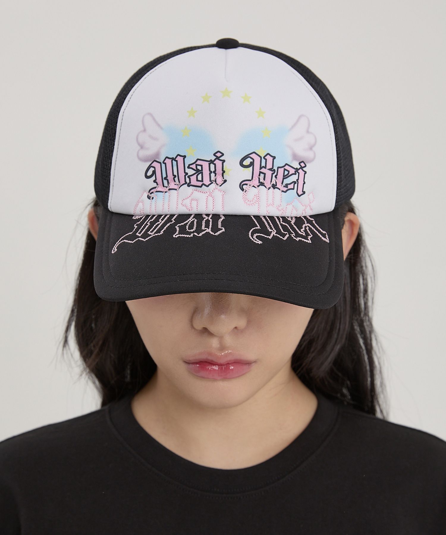 Wai Kei☆Angel Dolphin Trucker Cap MUSINSA | WAI KEI Angel Dolphin Trucker Cap Black