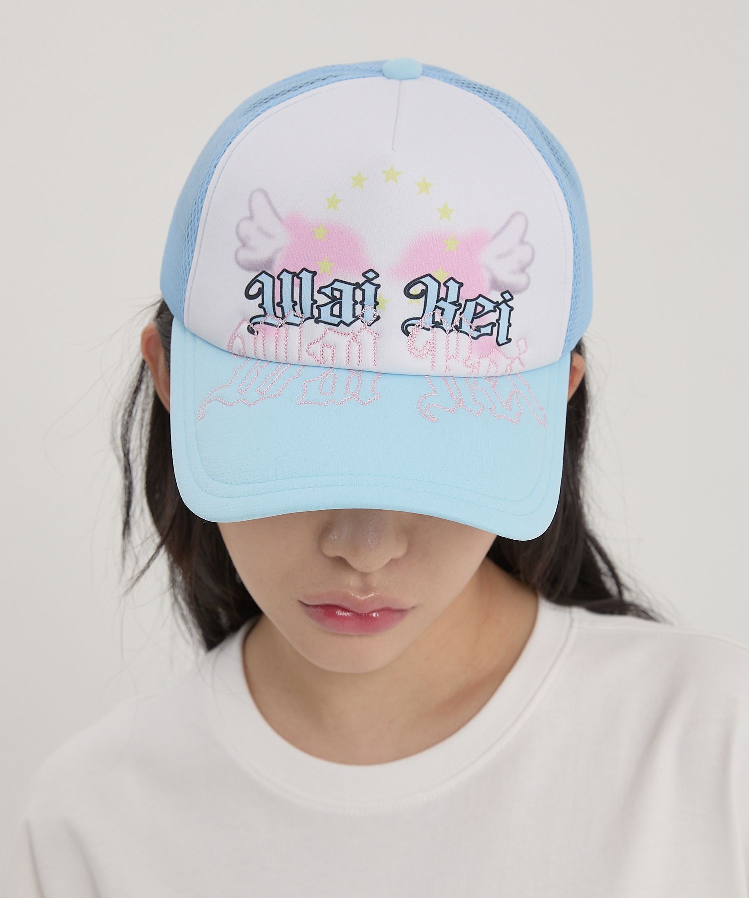 ★Wai Kei★ Angel Dolphin Trucker Cap Sky Blue YKBE02AC01-1 MUSINSA | WAI KEI Angel Dolphin Trucker Cap Sky Blue