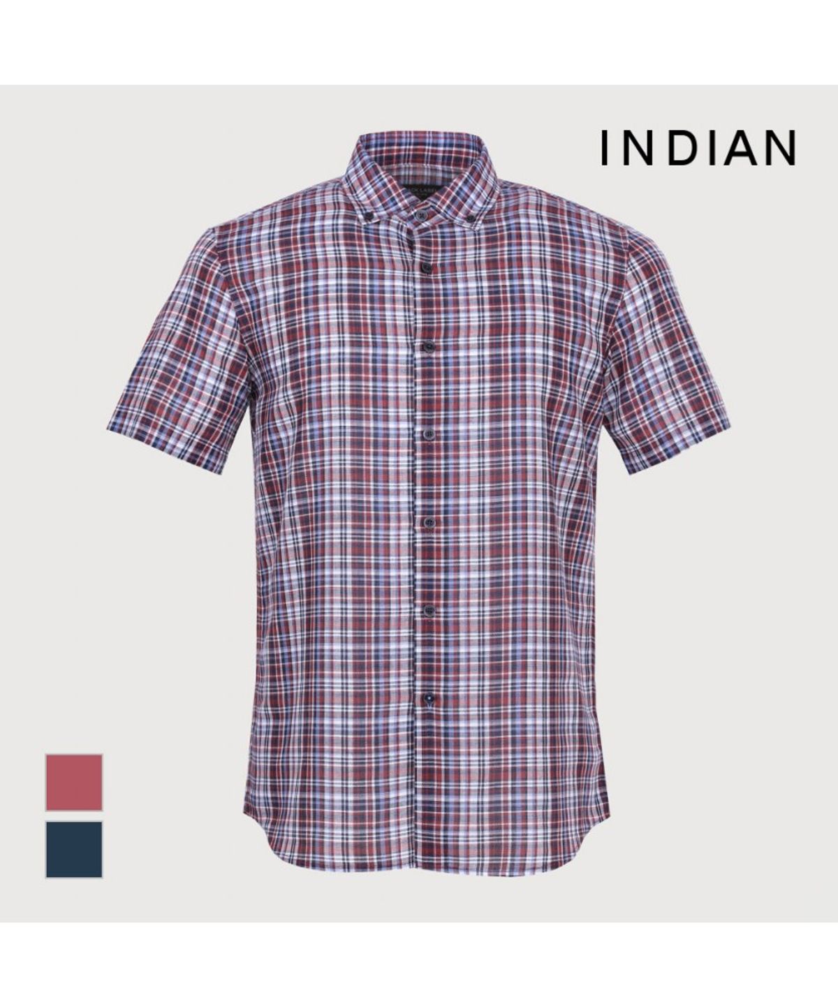 인디안(INDIAN) 린넨블랜드 미디움체크 셔츠_MIUNS4M3261