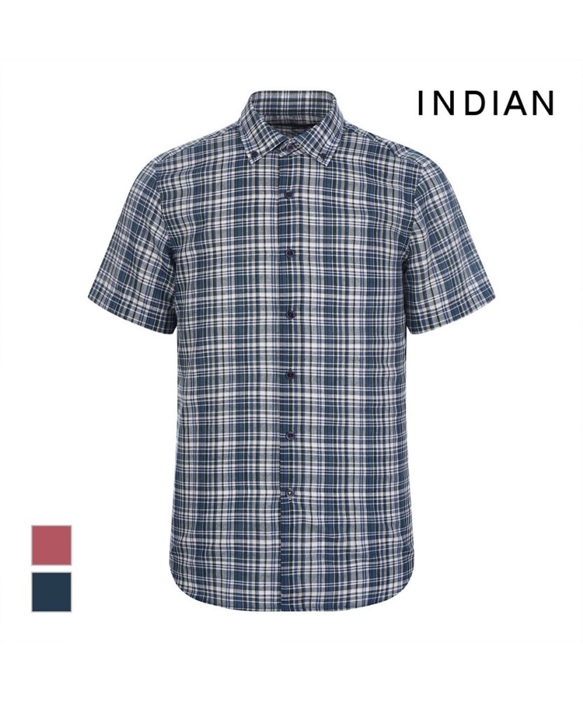 인디안(INDIAN) 린넨블랜드 미디움체크 셔츠_MIUNS4M3261