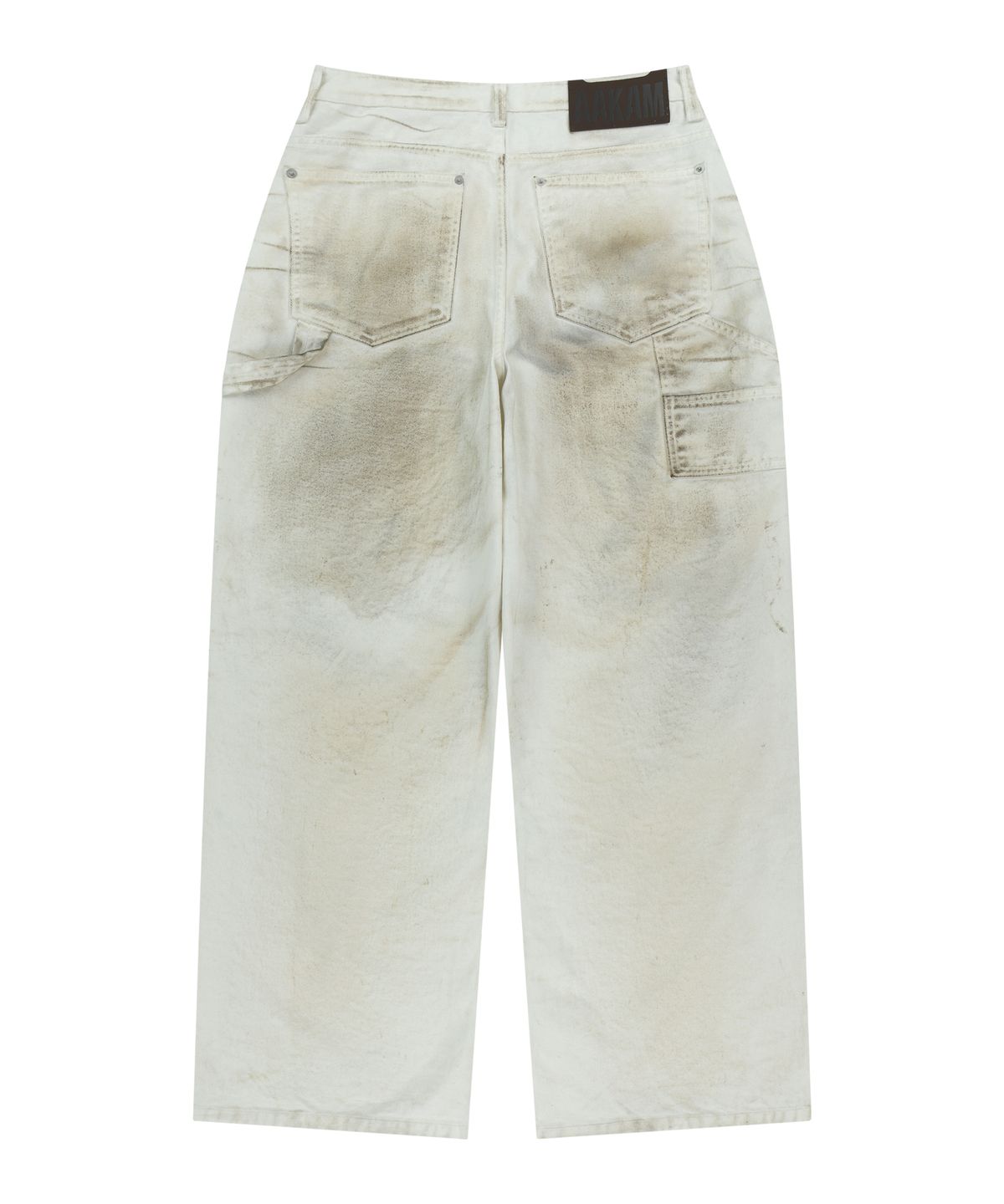 아캄(AAKAM) Dirty Washed Double Knee Cotton Pants (White)