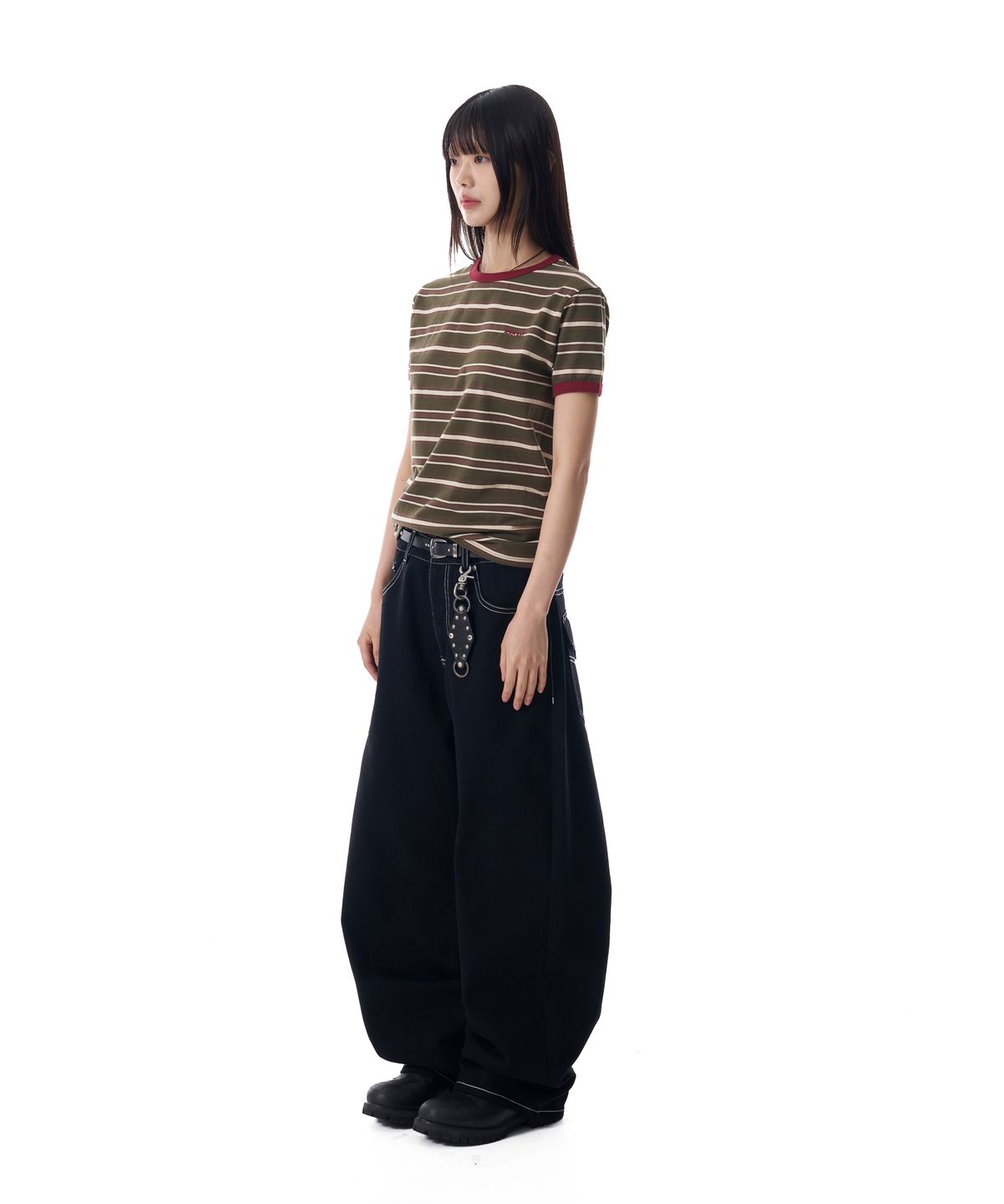 아캄(AAKAM) Cinch Back Cotton Pants (Black)