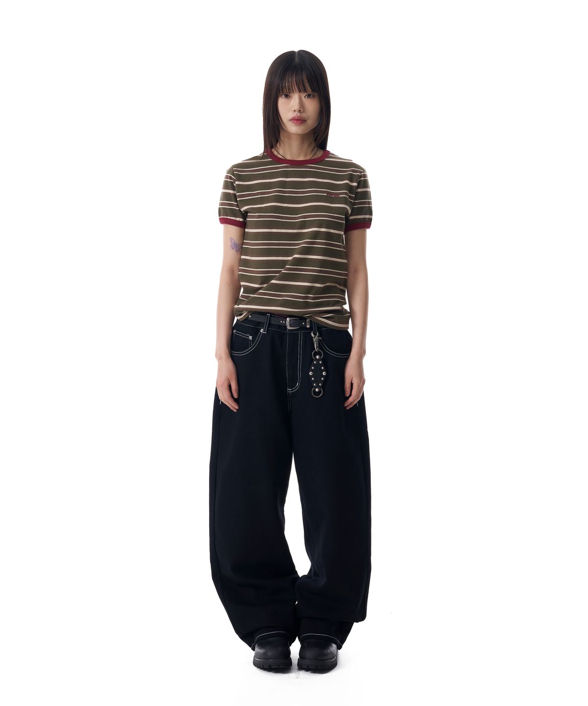 아캄(AAKAM) Cinch Back Cotton Pants (Black)