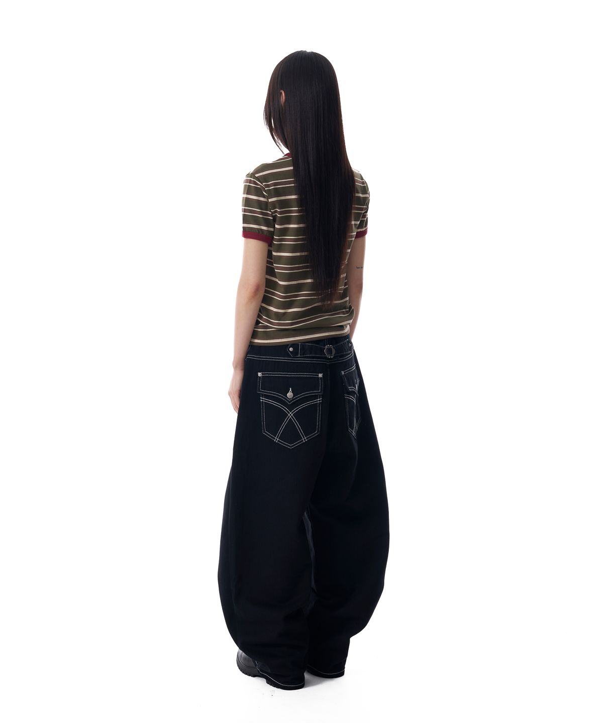 아캄(AAKAM) Cinch Back Cotton Pants (Black)