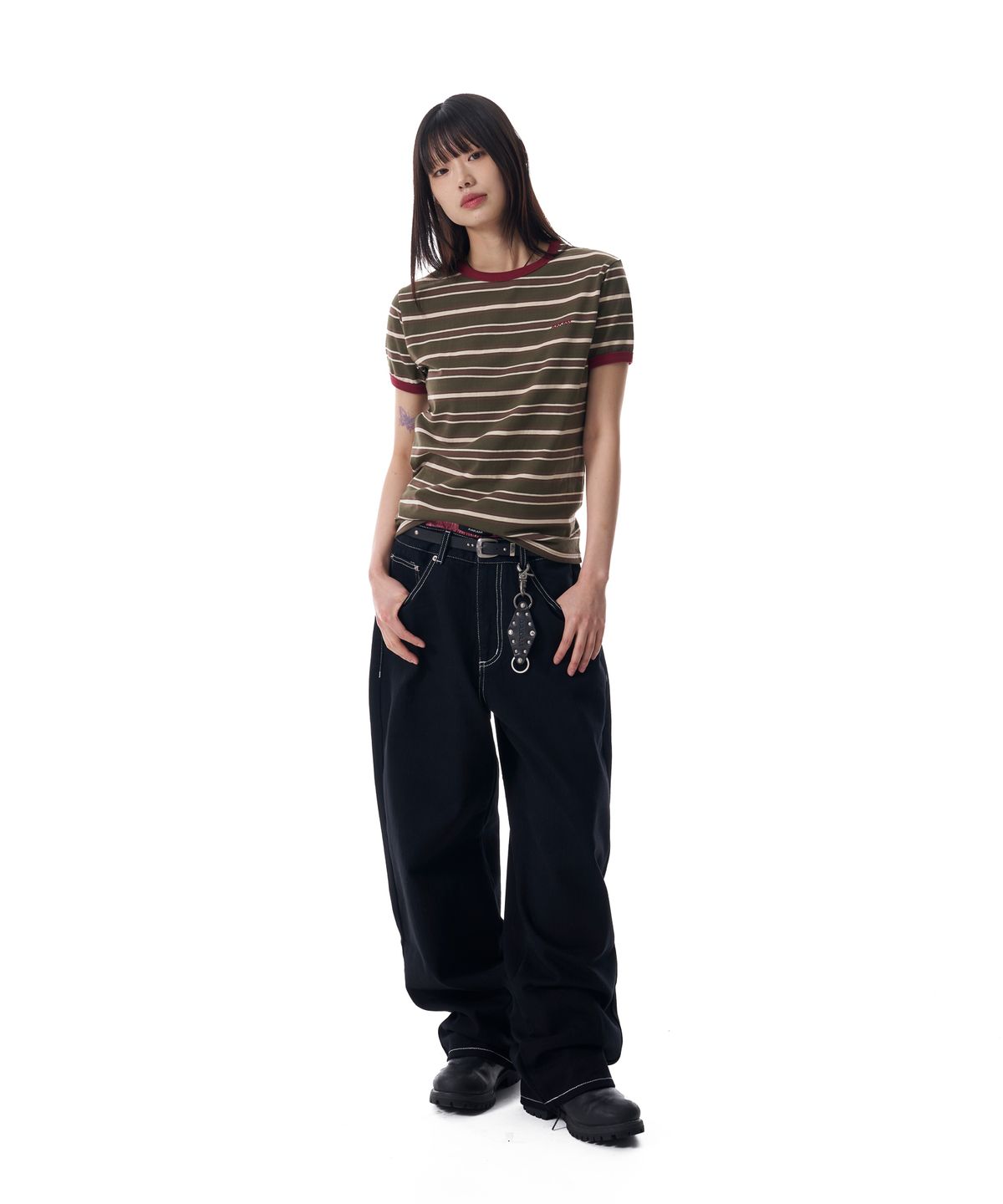 아캄(AAKAM) Cinch Back Cotton Pants (Black)