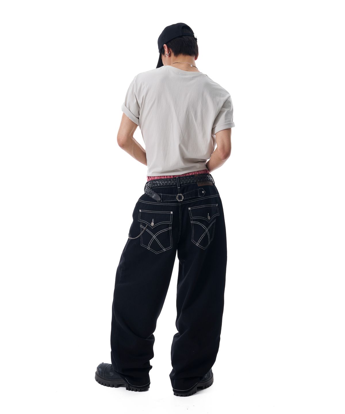 아캄(AAKAM) Cinch Back Cotton Pants (Black)