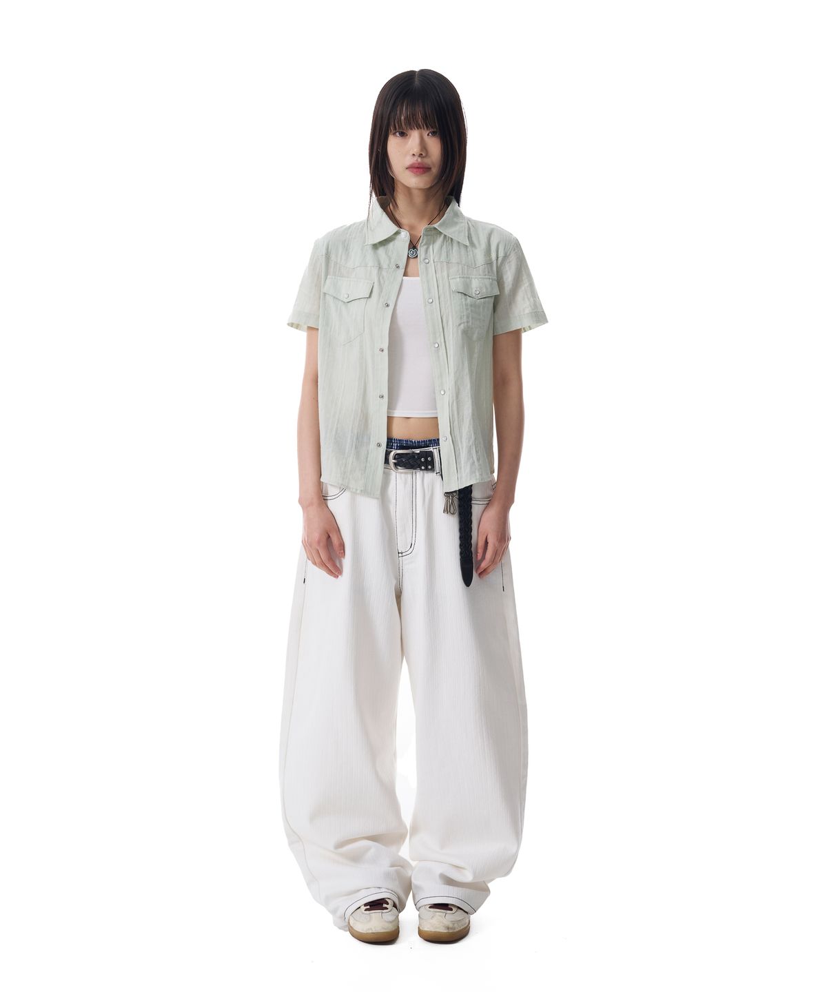 아캄(AAKAM) Cinch Back Cotton Pants (Ivory)