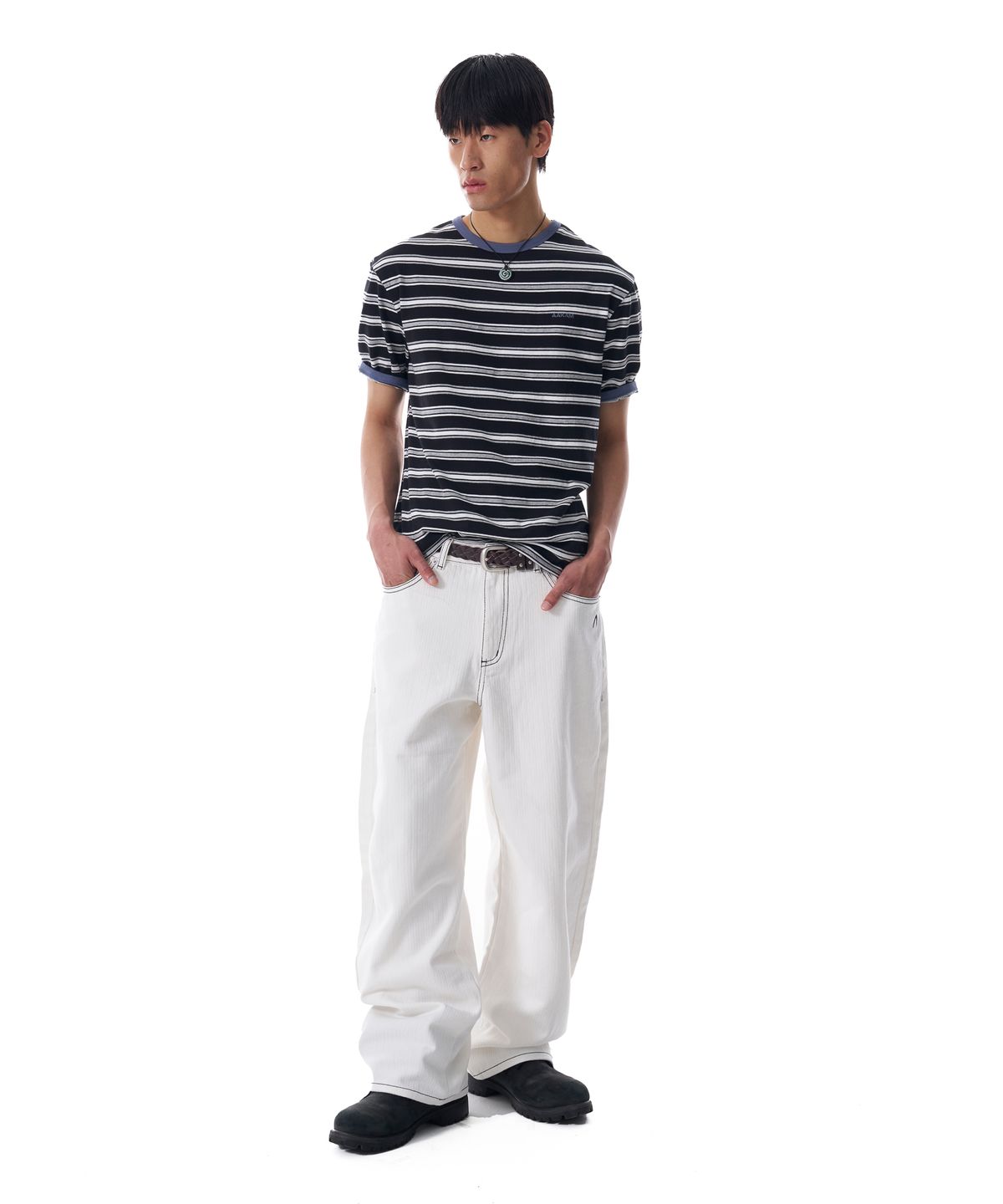 아캄(AAKAM) Cinch Back Cotton Pants (Ivory)