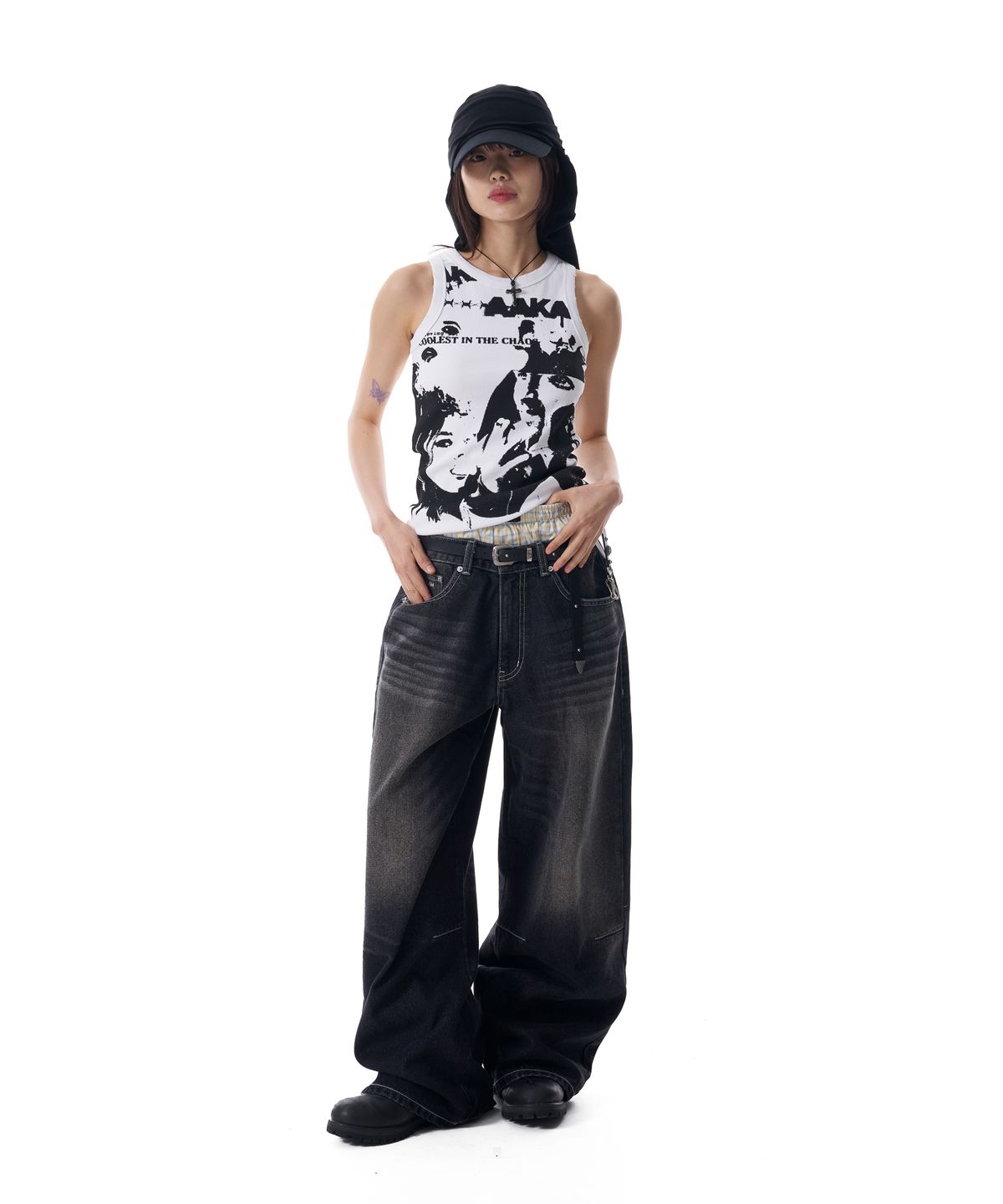 아캄(AAKAM) Embossing Logo Denim Pants (Black)
