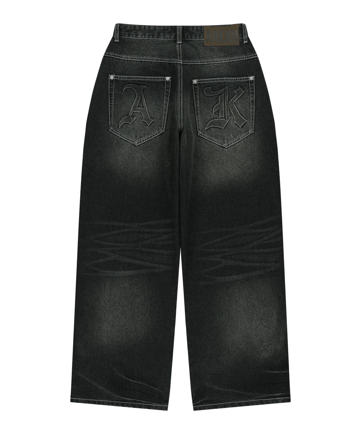 아캄(AAKAM) Embossing Logo Denim Pants (Black)