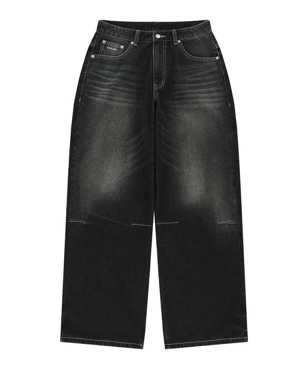 아캄(AAKAM) Embossing Logo Denim Pants (Black)
