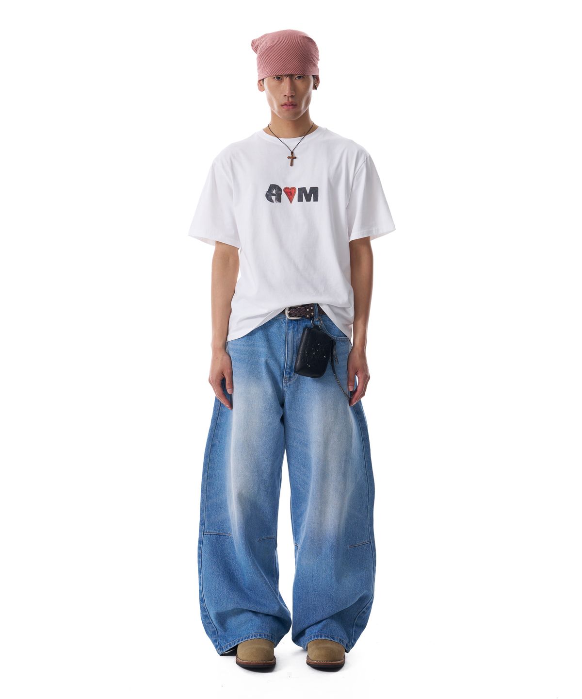 아캄(AAKAM) Embossing Logo Denim Pants (Blue)