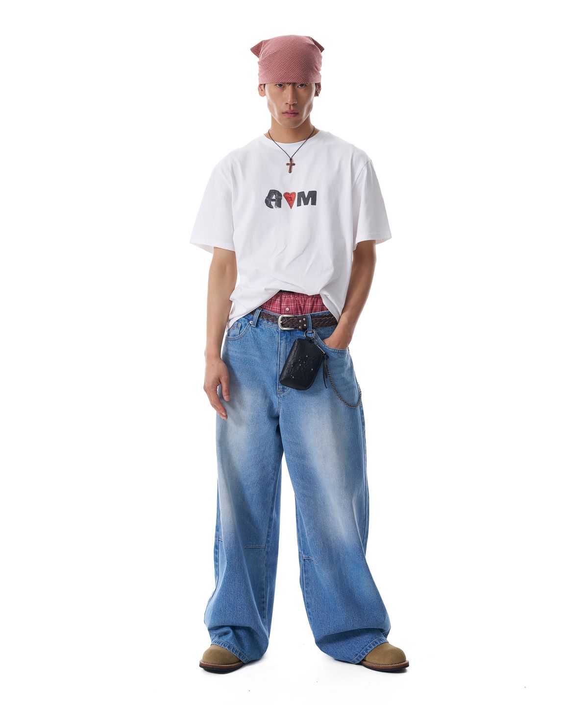 아캄(AAKAM) Embossing Logo Denim Pants (Blue)