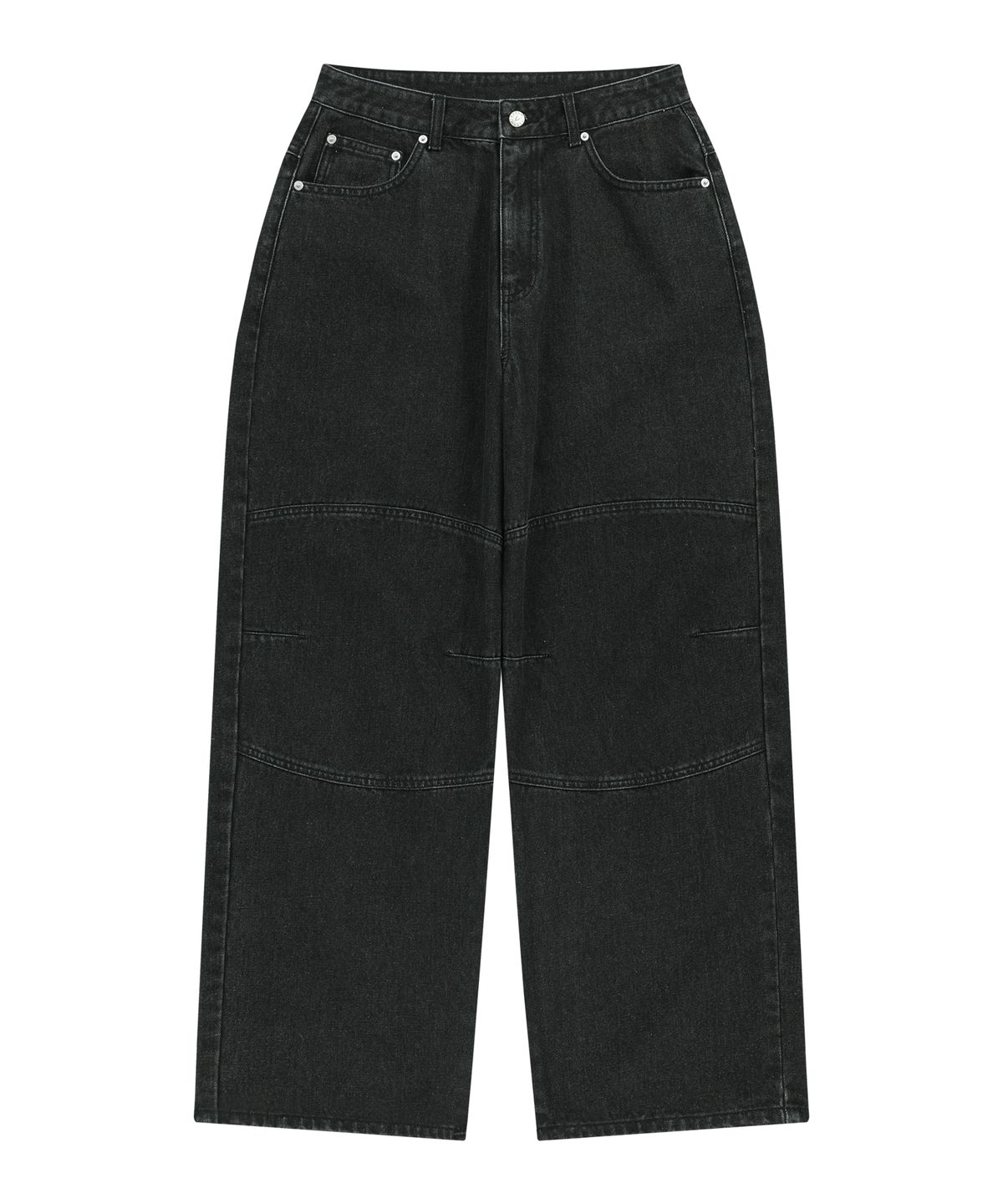 아캄(AAKAM) Knee Incision Washed Denim Pants (Black)