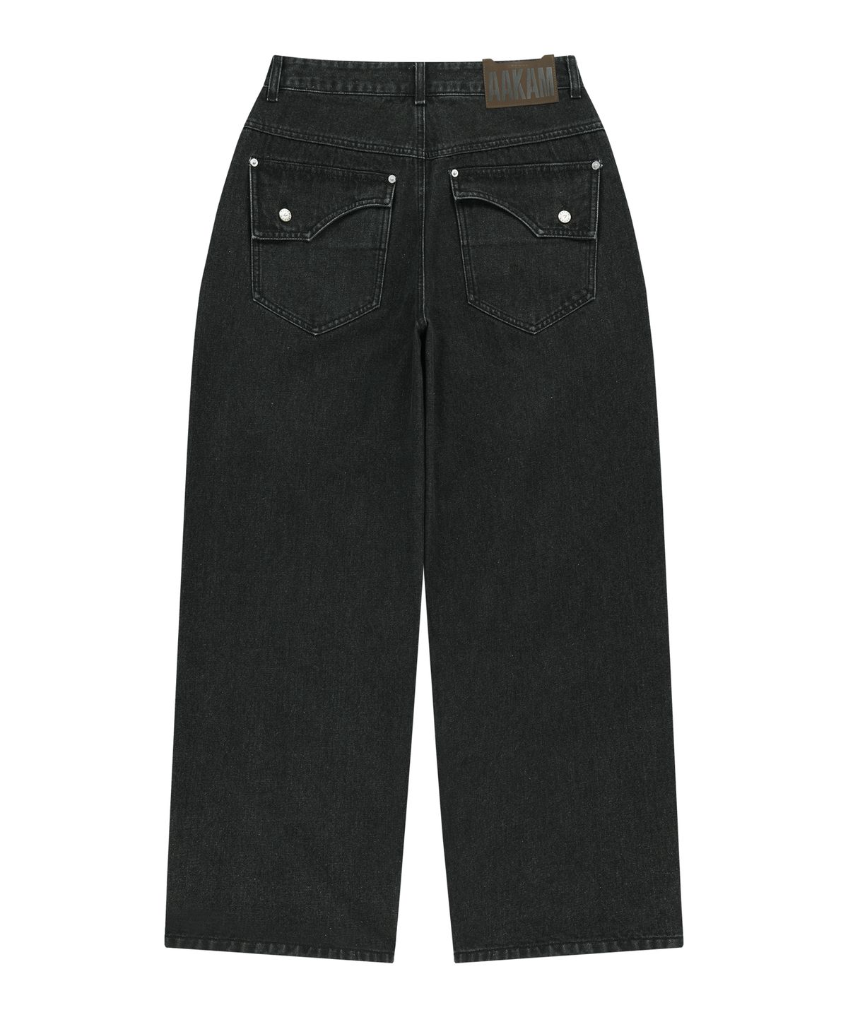 아캄(AAKAM) Knee Incision Washed Denim Pants (Black)