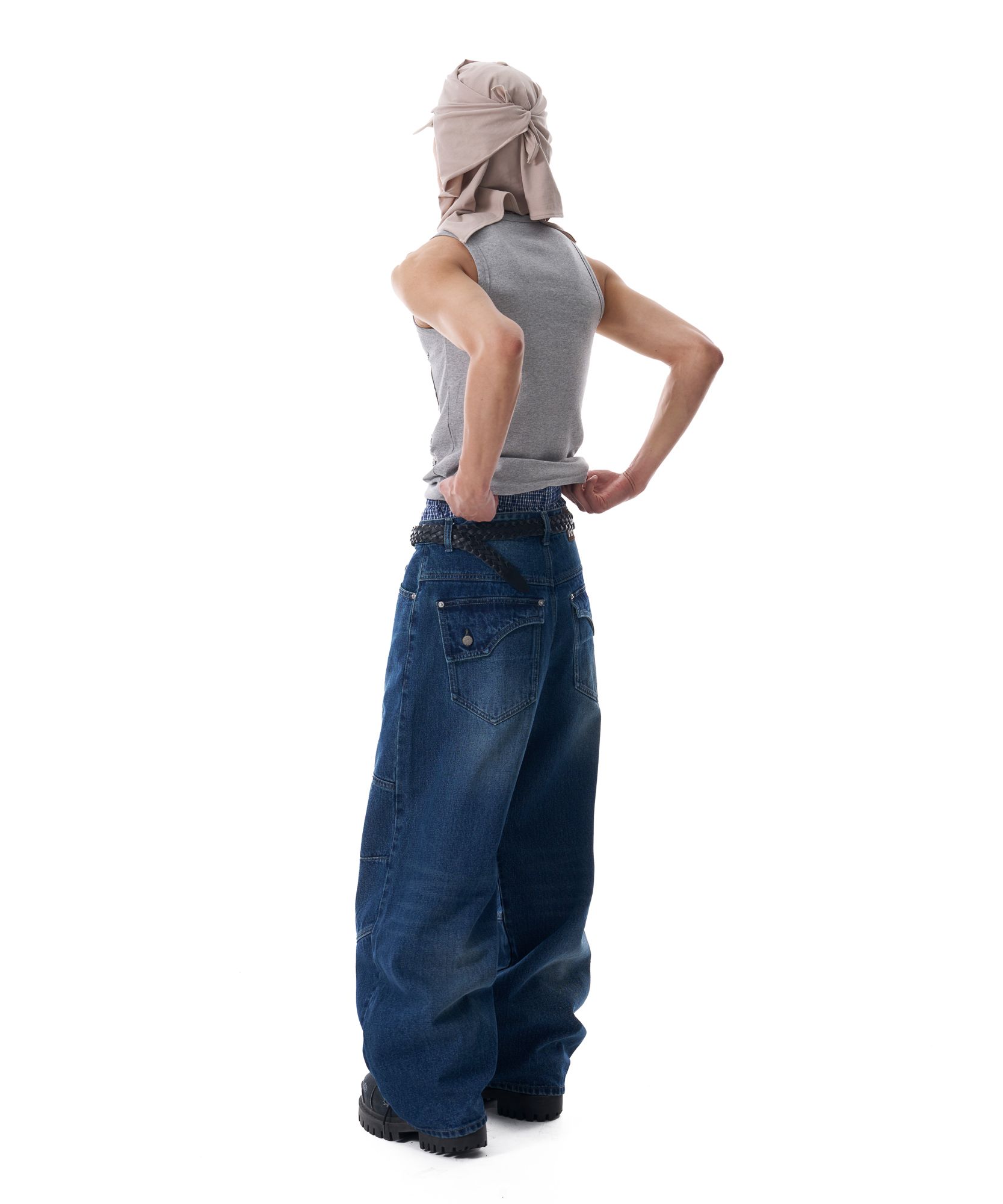 AAKAM ■ Knee Incision Washed Denim Pants MUSINSA | AAKAM Knee Incision Washed Denim Pants (Blue)
