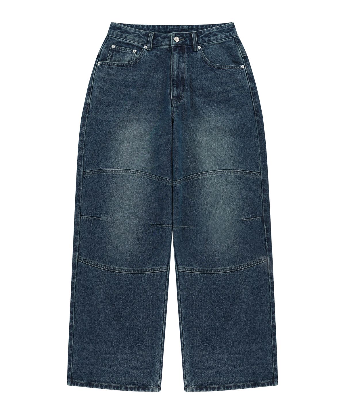 아캄(AAKAM) Knee Incision Washed Denim Pants (Blue)
