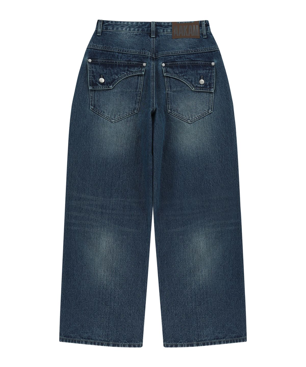 아캄(AAKAM) Knee Incision Washed Denim Pants (Blue)