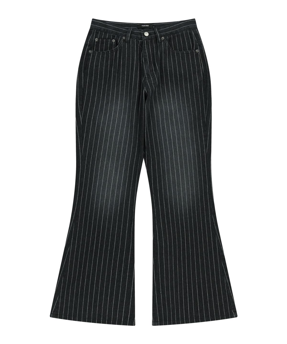 아캄(AAKAM) Striped Flare Denim Pants (Black)