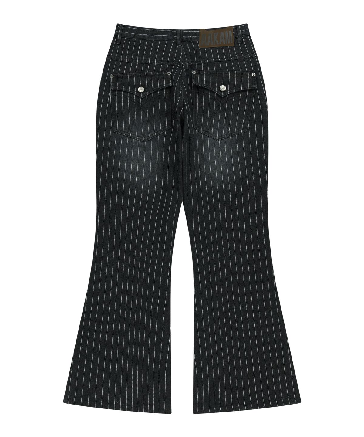 아캄(AAKAM) Striped Flare Denim Pants (Black)