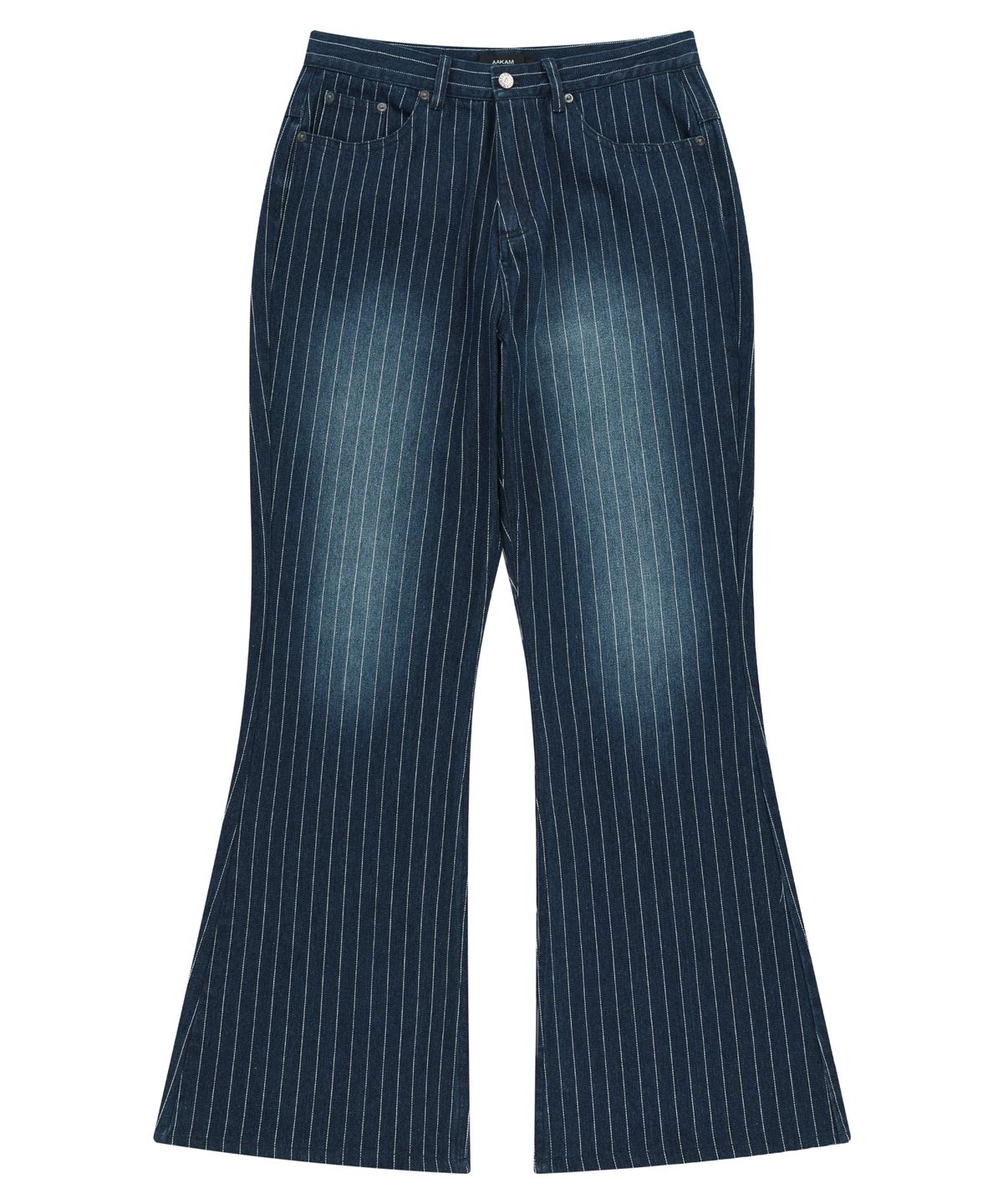 아캄(AAKAM) Striped Flare Denim Pants (Blue)